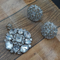 NAFJ  Silver Plated American Diamonds Glam Glitz Pendant Set