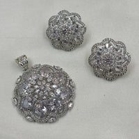 NAFJ  Silver Plated American Diamonds Glam Glitz Pendant Set