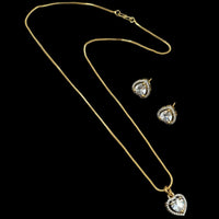 NAFJ Signature Shine Gold Plated American Diamonds Chain Pendant Set