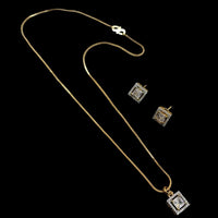 NAFJ Signature Shine Gold Plated American Diamonds Chain Pendant Set