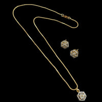 NAFJ Signature Shine Gold Plated American Diamonds Chain Pendant Set