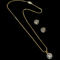 NAFJ Signature Shine Gold Plated American Diamonds Chain Pendant Set