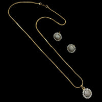 NAFJ Signature Shine Gold Plated American Diamonds Chain Pendant Set