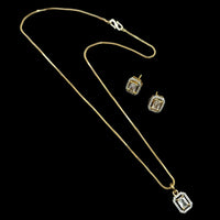 NAFJ Signature Shine Gold Plated American Diamonds Chain Pendant Set