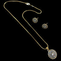 NAFJ Signature Shine Gold Plated American Diamonds Chain Pendant Set