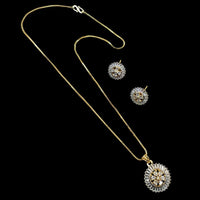 NAFJ Signature Shine Gold Plated American Diamonds Chain Pendant Set