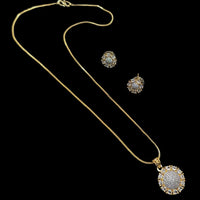 NAFJ Signature Shine Gold Plated American Diamonds Chain Pendant Set