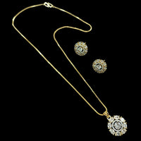 NAFJ Signature Shine Gold Plated American Diamonds Chain Pendant Set