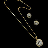 NAFJ Signature Shine Gold Plated American Diamonds Chain Pendant Set