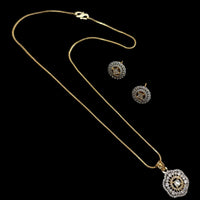 NAFJ Signature Shine Gold Plated American Diamonds Chain Pendant Set