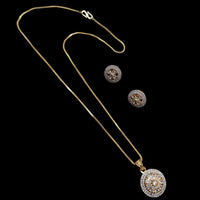NAFJ Signature Shine Gold Plated American Diamonds Chain Pendant Set