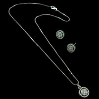 NAFJ Diva Style Silver Plated American Diamond Pendant & Chain Set