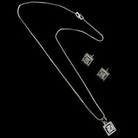 NAFJ Diva Style Silver Plated American Diamond Pendant & Chain Set