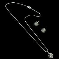 NAFJ Diva Style Silver Plated American Diamond Pendant & Chain Set