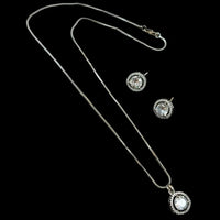 NAFJ Diva Style Silver Plated American Diamond Pendant & Chain Set