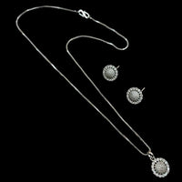 NAFJ Diva Style Silver Plated American Diamond Pendant & Chain Set