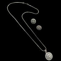 NAFJ Diva Style Silver Plated American Diamond Pendant & Chain Set