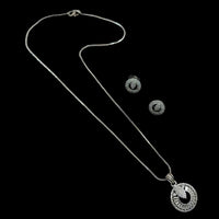 NAFJ Diva Style Silver Plated American Diamond Pendant & Chain Set