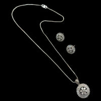 NAFJ Diva Style Silver Plated American Diamond Pendant & Chain Set