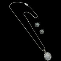 NAFJ Diva Style Silver Plated American Diamond Pendant & Chain Set