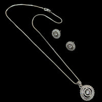 NAFJ Diva Style Silver Plated American Diamond Pendant & Chain Set