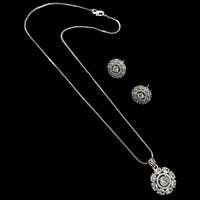 NAFJ Diva Style Silver Plated American Diamond Pendant & Chain Set