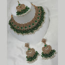 NAFJ Gold Plated Timeless Beauty Crystal And  Pearl Choker Necklace Set