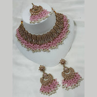 NAFJ Gold Plated Timeless Beauty Crystal And  Pearl Choker Necklace Set