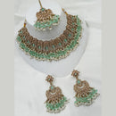 NAFJ Gold Plated Timeless Beauty Crystal And  Pearl Choker Necklace Set