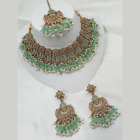 NAFJ Gold Plated Timeless Beauty Crystal And  Pearl Choker Necklace Set