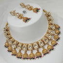 NAFJ Gold Plated Glow & Grace Kundan Stone And  Pearl Necklace Set