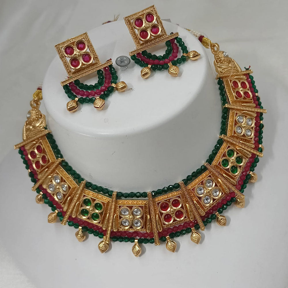 NAFJ Gold Plated Timeless Beauty Pota And  Beads Necklace Set