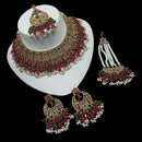 NAFJ Gold Plated Timeless Beauty Crystal And  Pearl Choker Necklace Set