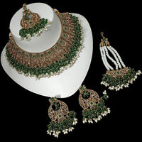 NAFJ Gold Plated Timeless Beauty Crystal And  Pearl Choker Necklace Set