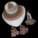 NAFJ Gold Plated Timeless Beauty Crystal And  Pearl Choker Necklace Set