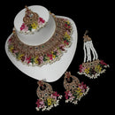 NAFJ Gold Plated Timeless Beauty Crystal And  Pearl Choker Necklace Set