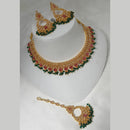 NAFJ Gold Plated Timeless Beauty Crystal And  Beads Necklace Set
