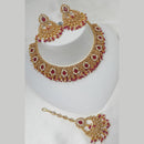 NAFJ Gold Plated Timeless Beauty Crystal And  Pearl Necklace Set
