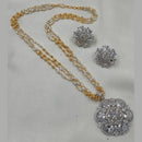 NAFJ 2 Tone Plated American Daimonds And Pearl Chain Pendant Set