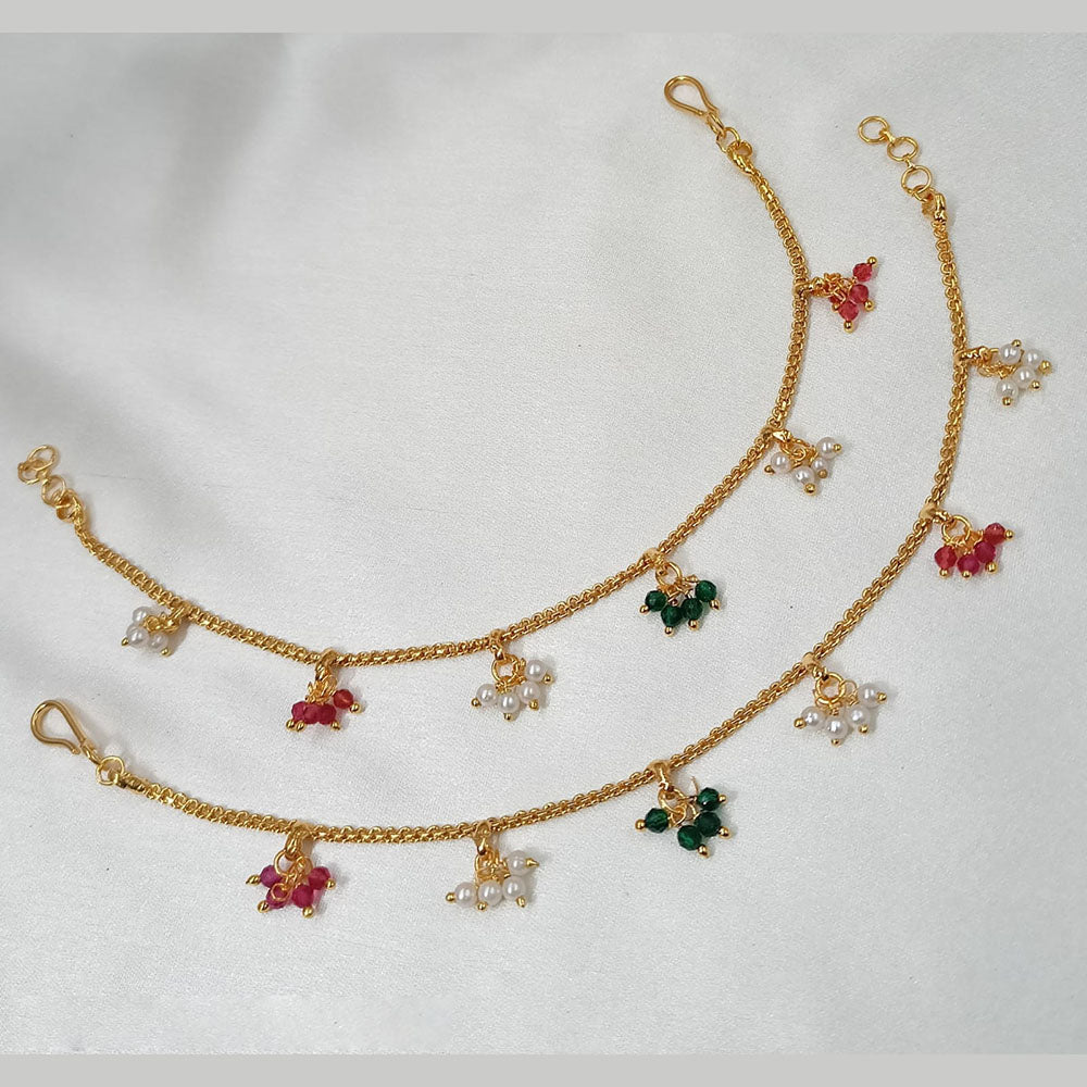 NAFJ Gold Plated Pearl Stylish and Classic Indian Jewelry for Ethnic Wear Kanchain