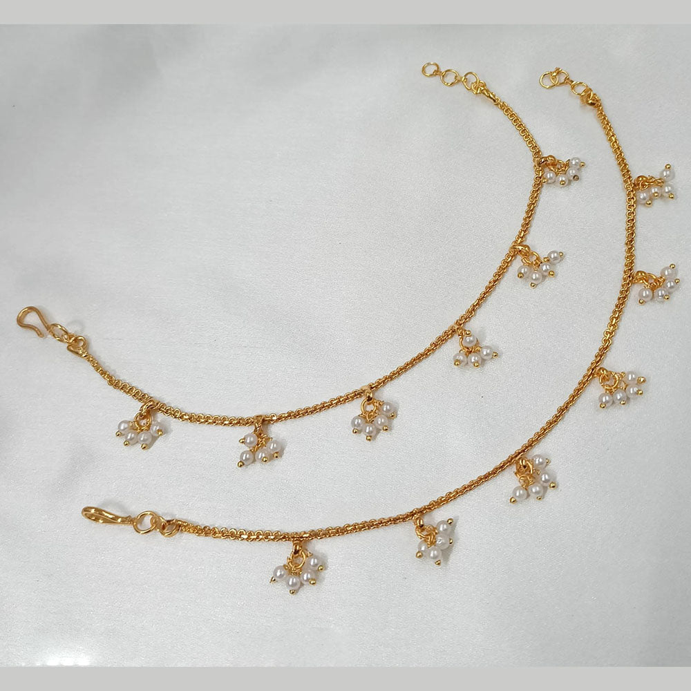 NAFJ Gold Plated Pearl Stylish and Classic Indian Jewelry for Ethnic Wear Kanchain