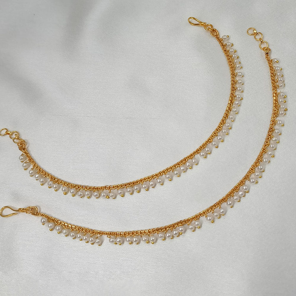 NAFJ Gold Plated Pearl Stylish and Classic Indian Jewelry for Ethnic Wear Kanchain