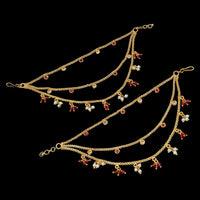 NAFJ Gold Plated Pearl Stylish and Classic Indian Jewelry for Ethnic Wear Kanchain