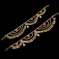 NAFJ Gold Plated  Pota And Pearl Stylish and Classic Indian Jewelry for Ethnic Wear Kanchain