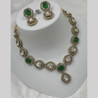 NAFJ Gold Plated Kundan Stone Necklace Set