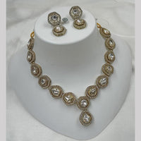 NAFJ Gold Plated Kundan Stone Necklace Set