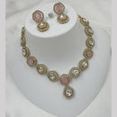 NAFJ Gold Plated Kundan Stone Necklace Set