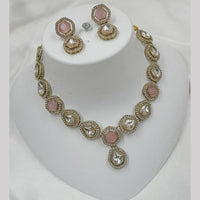 NAFJ Gold Plated Kundan Stone Necklace Set