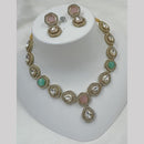 NAFJ Gold Plated Kundan Stone Necklace Set