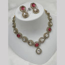 NAFJ Gold Plated Kundan Stone Necklace Set